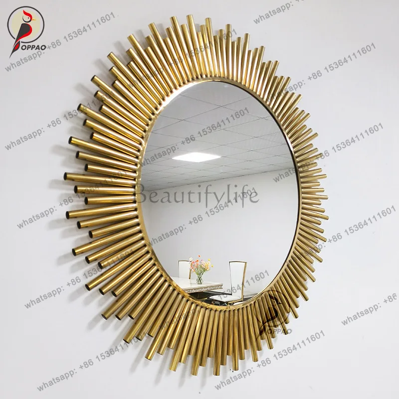 European style decorative living room creative background wall wall wall hanging mirror art entrance bathroom mirror