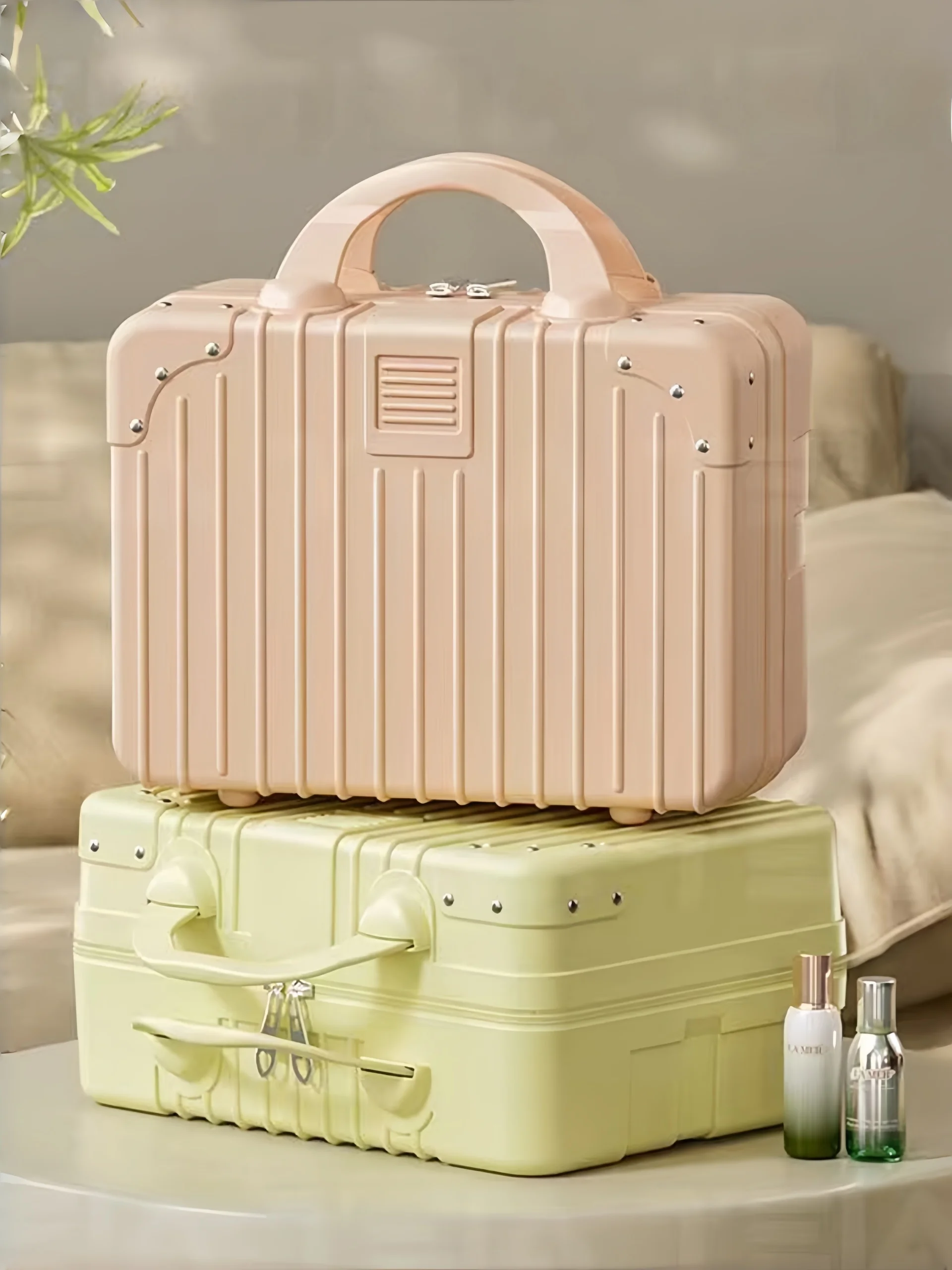 軽量ポータブル小型ハンドヘルド旅行荷物ファッションシンプルデザイン学生用メイクアップ収納ボックスカジュアルマカロンスタイル