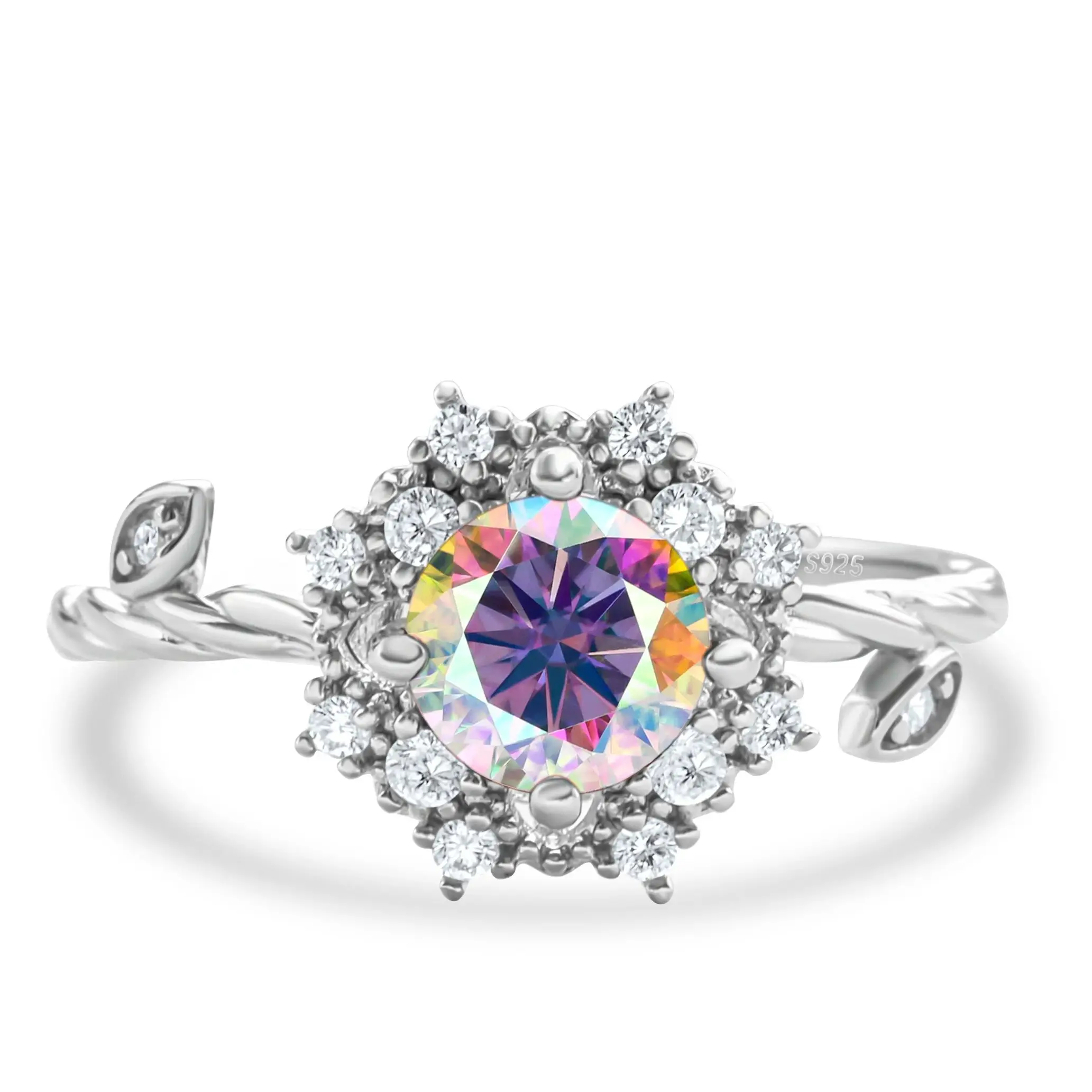 1 Carat Rainbow Color Moissanite Ring with GRA Certificate Original Sterling Silver 925 Jewelry finger ring Women Wedding Bands