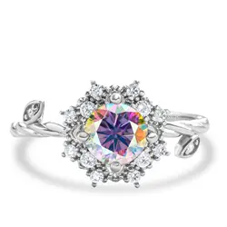 1 Carat Rainbow Color Moissanite Ring with GRA Certificate Original Sterling Silver 925 Jewelry finger ring Women Wedding Bands