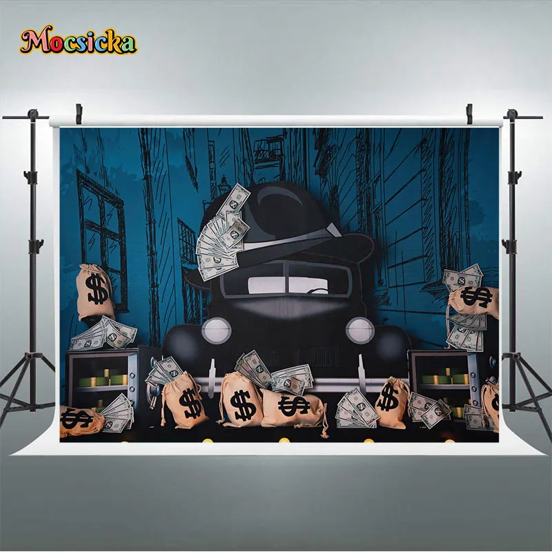 خلفية لصور العصابات لكعكة عيد ميلاد الطفل الصغير ، خلفية للتصوير الفوتوغرافي ، سيارة سوداء ، صورة للأطفال ، مستلزمات استوديو الصور