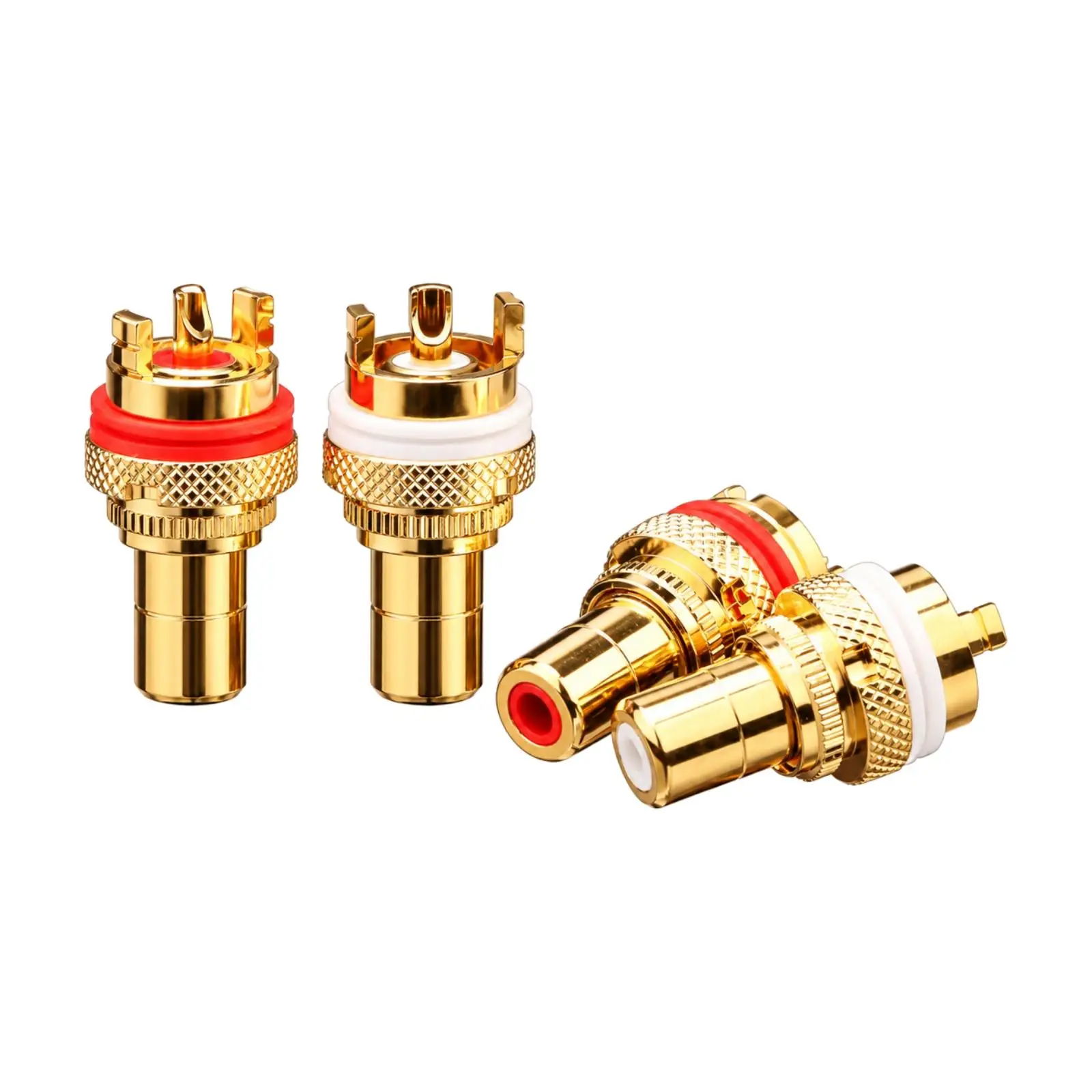 4 Pieces Panel-Mount RCA Female Socket Stable Performance Gold-Plated RCA Female Audio Socket Easy to Install Sturdy