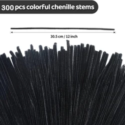 Pipe Cleaners, 300pcs Pipe Cleaners Black, 11.8 Ins Pipe Cleaners Craft, Chenille Stems, Great for DIY Arts and Crafts Projects