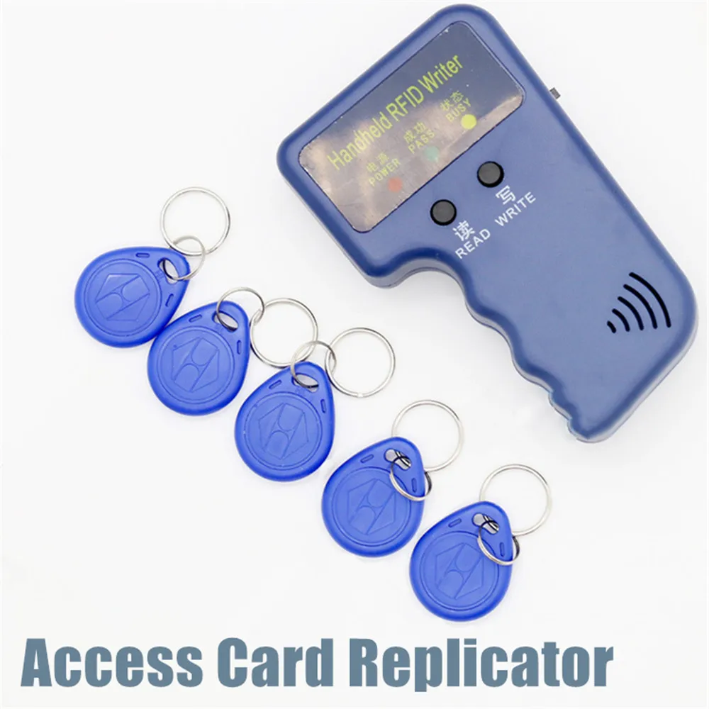 125KHZ RFID Card Copier Duplicator Handheld Low RF ID Reader Writer for Door Access Control Card 3pcs T5577 Key Fob Tags