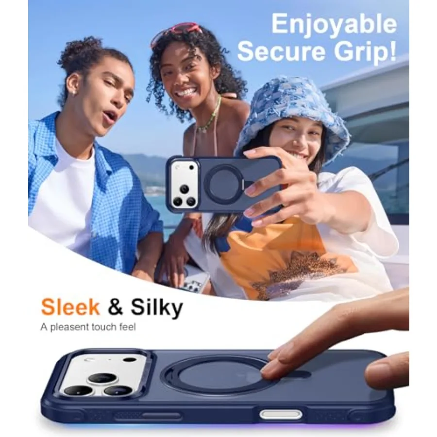 مصممة لهاتف iPhone 17 Pro Max مع حامل مغناطيسي غير مرئي قابل للدوران 360 درجة مقاوم للصدمات