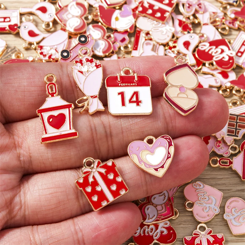10 Stück süße Mischung Emaille Liebe Herz Buchstaben Charms Anhänger für DIY Halsketten Ohrringe Valentinstag Schmuckherstellung Zubehör – Detail 3