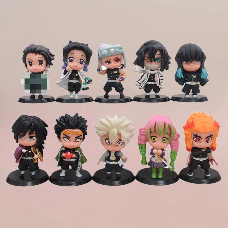

10Pcs Q-Version Anime Character Demon Slayer Standing Posture Car Ornament Home Decoration Crafts Small Figurines & Miniatures
