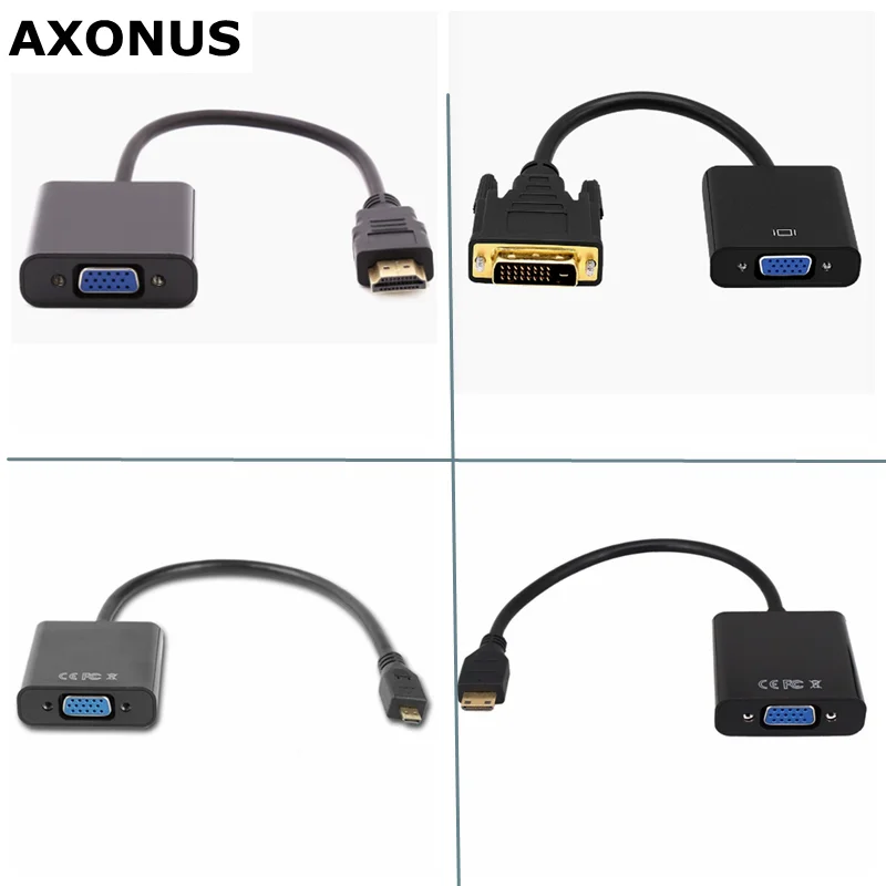 The best quality DVI Mini Micro HDMI Input to VGA Output Connector 1080P Suitable for Camera Laptop HDTV PS4 Projector TV