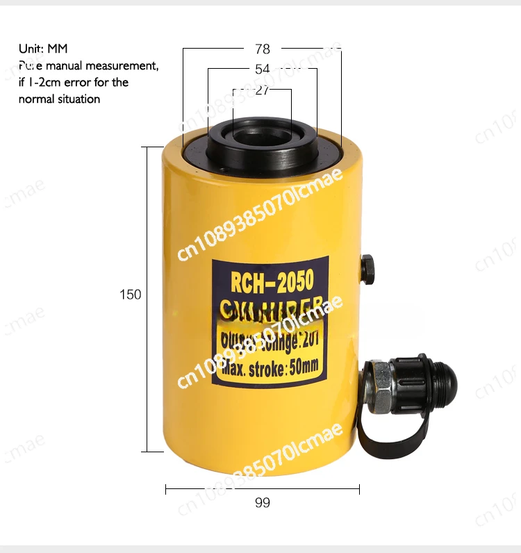 

Hollow Hydraulic Jack RCH-2050 Multi-purpose Hydraulic Lifting and Maintenance Tools 20T Hydraulic Jack