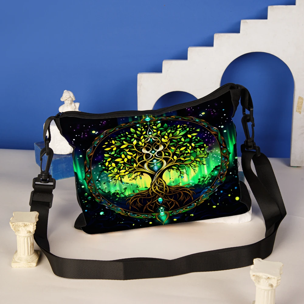 1pc Tree Of Life Crossbody Bag Black Cosmic Tree Pattern Shoulder Bags For Women Men Fashion Artistic Design Everyday Use Travel