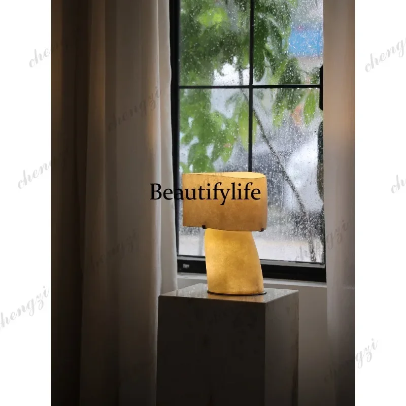 R134 wabi-sabi antique table lamp master bedroom bedside high-end translucent fiberglass light luxury atmosphere ornament