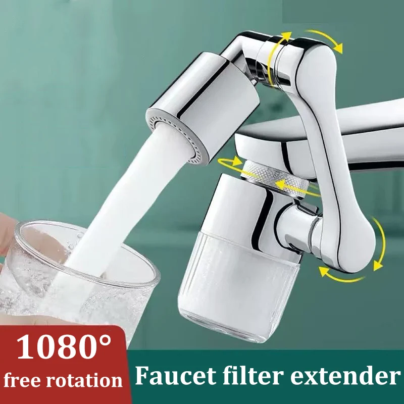 Universal 1080° Free Rotation Faucet Extender Robotic Arm, Splash-Proof Tap Aerator Water Outlet For Kitchen Bathroom Sink