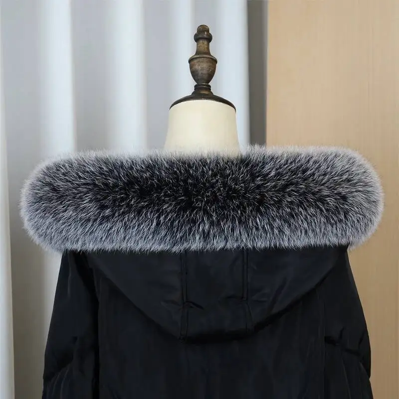 

Real Fur Collar Winter Down Parkas Coat Hood Trims Fur Decor Accessory Fluffy Fox Fur Scarf For Women Neck Warmer Scarves Shawls