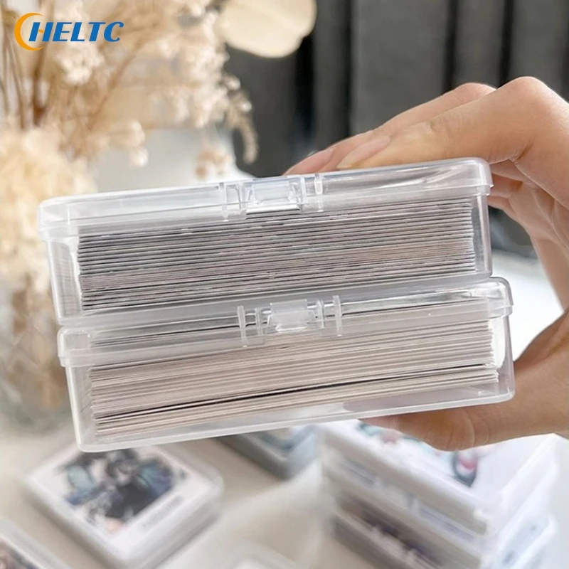 1pcs New Transparent Plastic Storage Box Photocards Small Card Storage Box Desk Organizer Box Classification Box Stationery