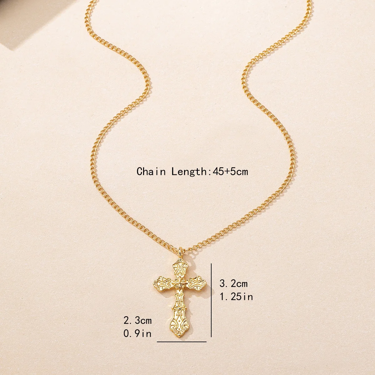 Elegant Ornate Cross Pendants Bold Gothic Detail Necklace Women Classy Trendy Versatile Fashion Jewelry Daily Casual Accessories