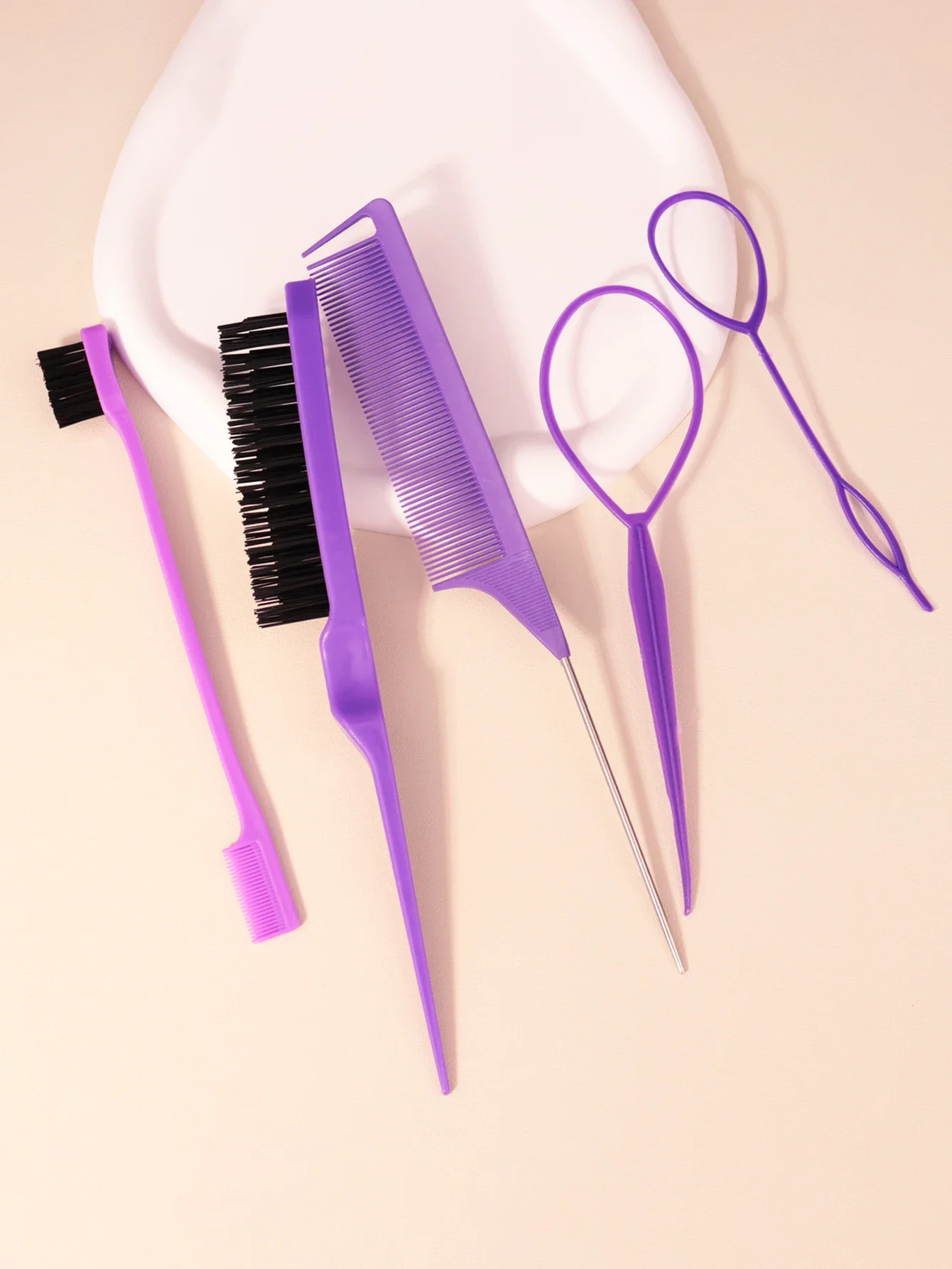 ヘアブラシと三つ編みセット、5個/セット、ティアコームブラシ、エッジブラシ、三つ編みツール、ヘアブレードツール、女性と男性に最適