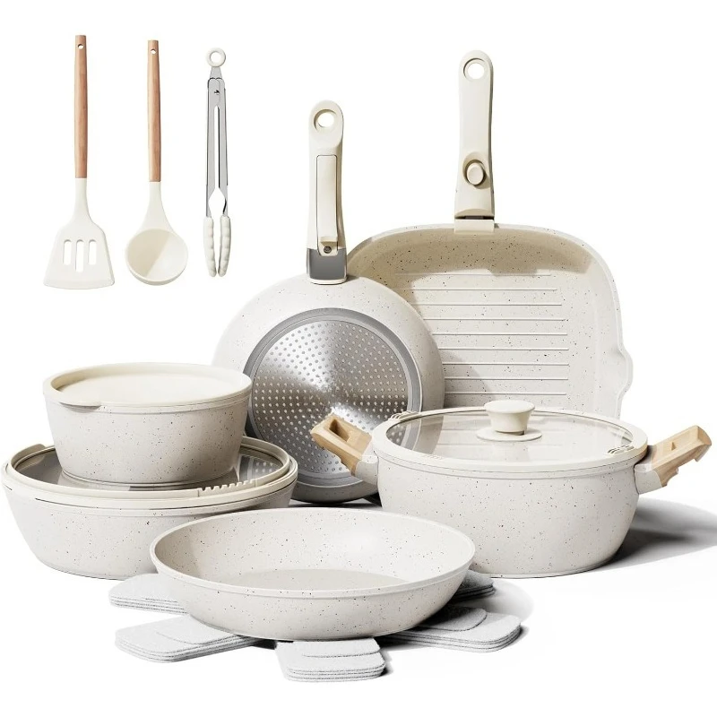 

Набор кастрюль и сковородок, набор керамической посуды с антипригарным покрытием со съемными ручками, наборы неиндукционной кухонной посуды RV Coo