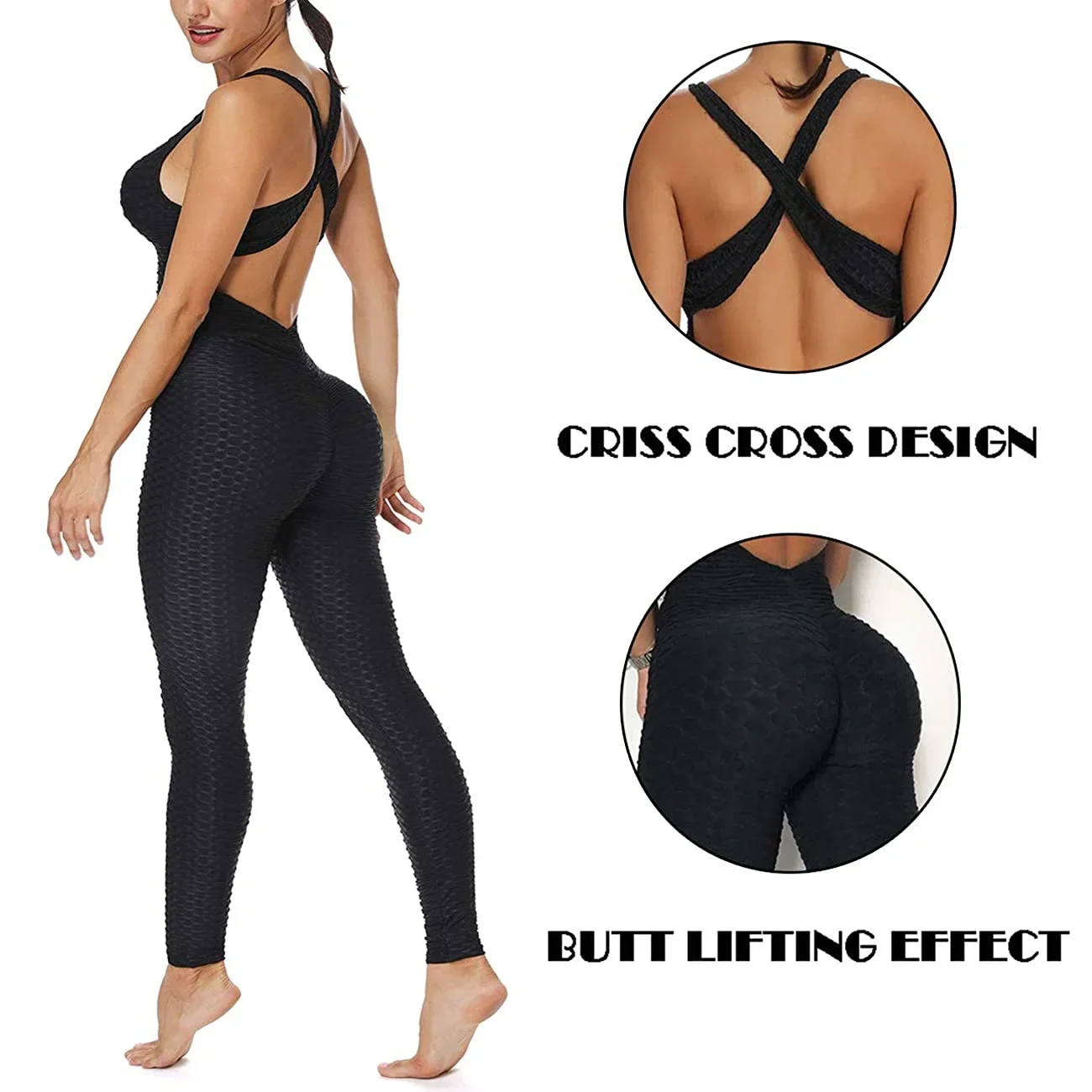 Women Halter Yoga Set Black Activewear Sexy Bandage Sleeveless Jumpsuit Skinny Rompers Solid Elastic Bodycon Fitness Sport Suits