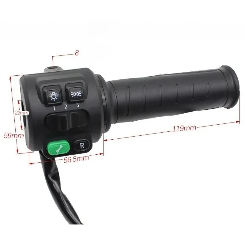 Multifunctional Electric Bike Handlebar Control Switch Assembly Speed Throttle Grip with Light Turn Signal Parking  Buttons