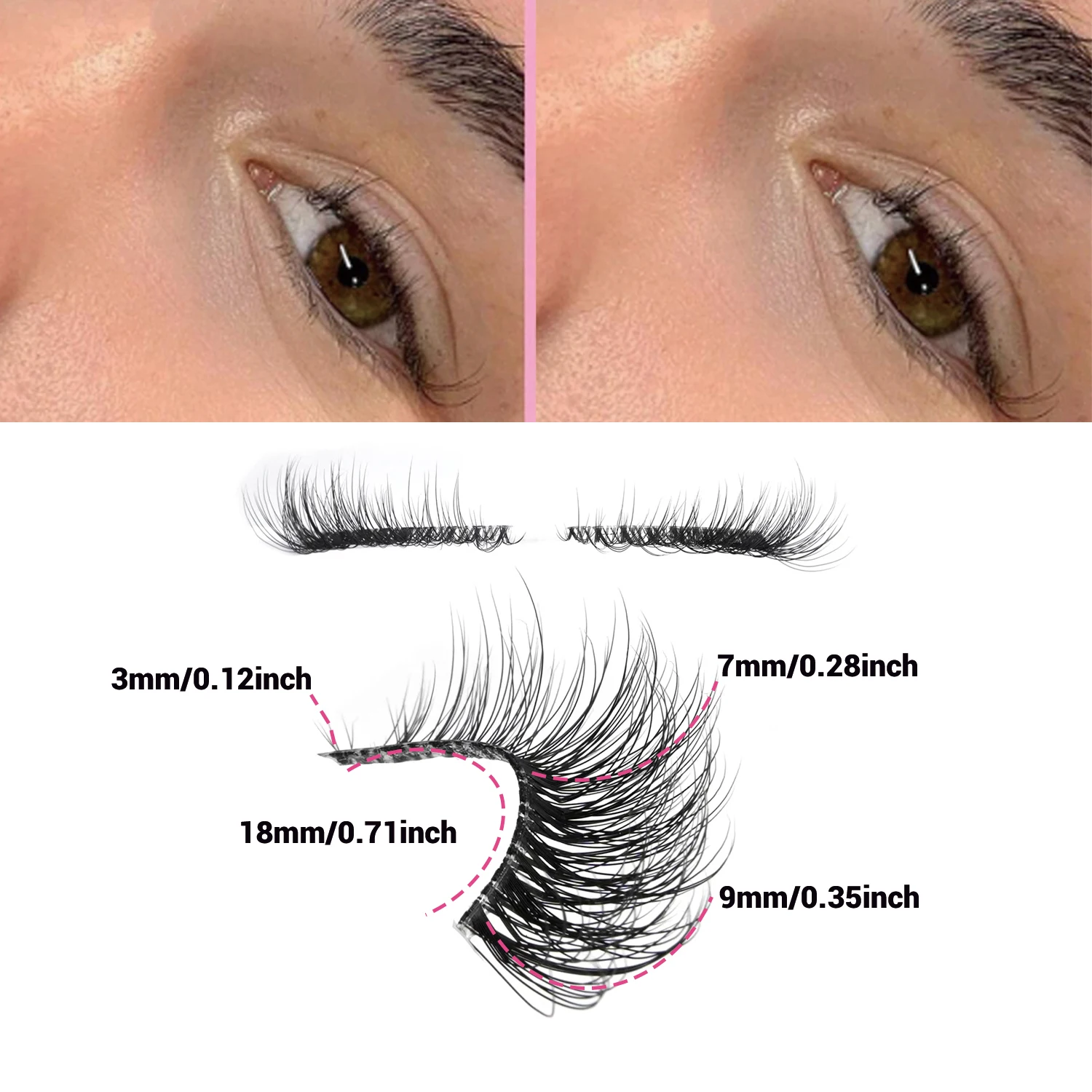 5 Pairs of Natural Half-Strip False Eyelashes, Mixed Lengths of 3-5-9mm, Natural Cat-Eye Eyelashes Makeup Tools, Fluffy Transparent Strip Natural Long Cat-Eye Eyelashes, 3D Fluffy False Eyelashes, Mini Cute Ultra-Short Half-Strip Eyelashes, Suitable for Cosplay, European and American Style Extension False Eyelashes