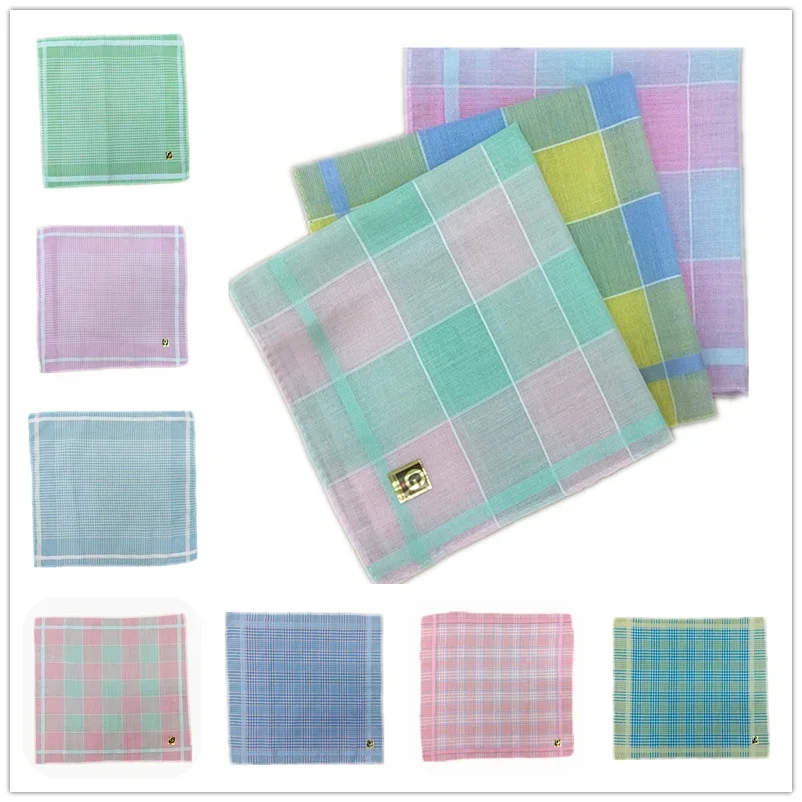 29 x29CM Polyester Cotton Plaid Light-colored Women's Handkerchief