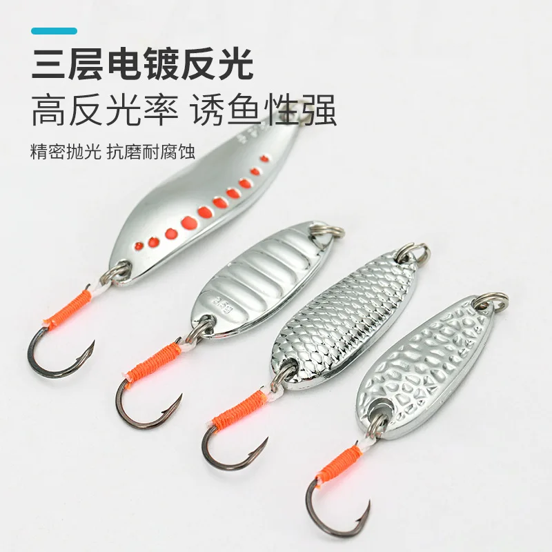 Small Fish Targeted Micro Single Hook Spoon Lures, Scale & Red Dot Reflective Metal Spoons, High Fish Attraction Micro Casting Lures Bulk Supply