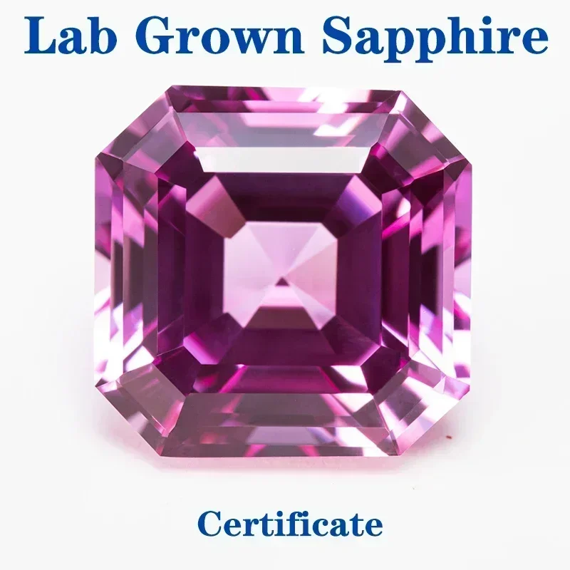 Top Lab Grown Pink Sapphire Square Chamfer Cut VVS1 Selectable AGL Certificate Gemstone Charms DIY forJewelry Making Materials