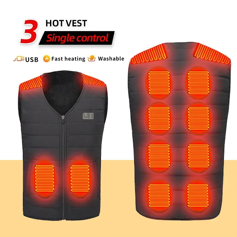 Winter new heating vest 3-zone heating and warmth fashionable velvet thickened intelligent electric vest Men's thermal vest body