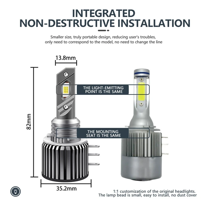 H15 LED ไฟวิ่งกลางวันไฟหน้ารถ 20000LM 80W สําหรับ BMW-/Mercedes GLK/A180/- Q7 A6 A3/กอล์ฟ 6 7