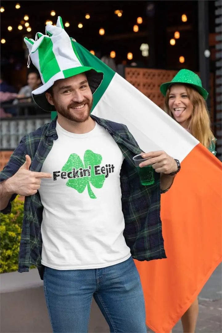 Feckin' Eejit Irish Shamrock Funny St. Patricks Day Patty Ireland Clover Tshirt