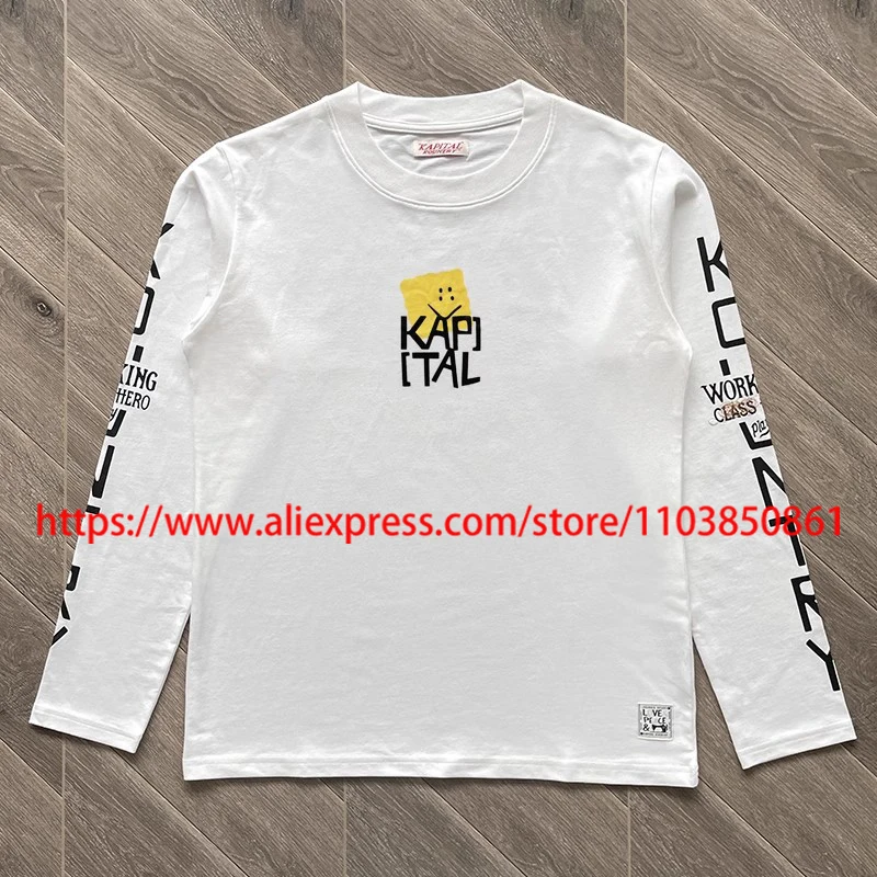 

Japanese Style Kapital T-shirt Real Photos High-quality Original Label Letter Printing Comfort Casual KAPITAL Long Sleeves