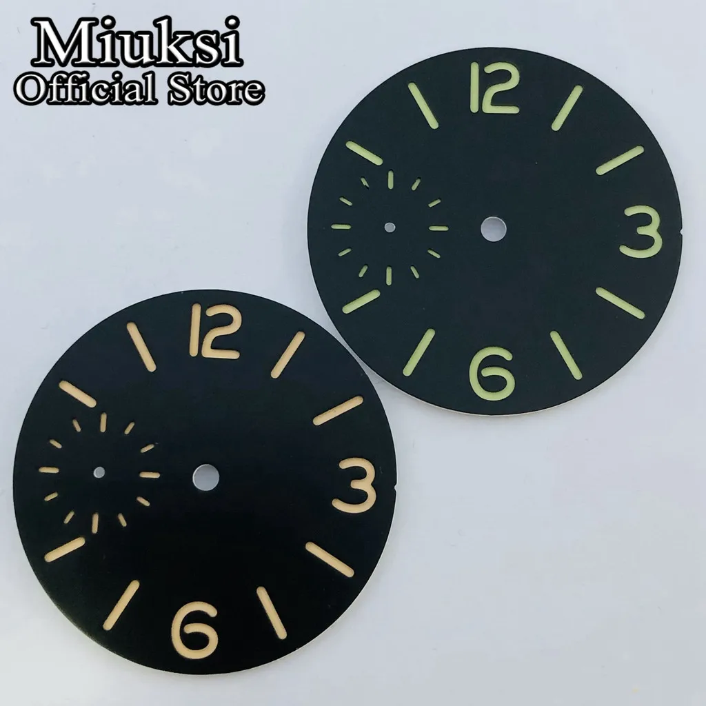 Miuksi 37mm black blue green white watch dial fit ETA 6497 or Seagull ST3600 movement