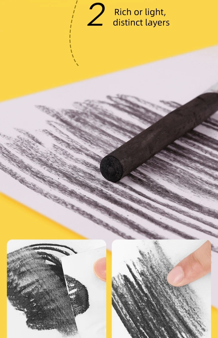 10 Stück Weidenkohlestifte, Kohlestifte zum Skizzieren, Zeichenkohlestifte für Kunststudenten – Detail 8