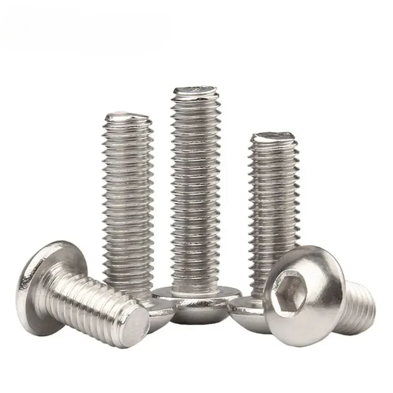 Innensechskantschraube M2 M2,5 M3 M4 M5 M6 304 Edelstahl Knopf Innensechskant Flachkopf Rund Maschine Möbelbolzen ISO7380 DIY – Detail 3