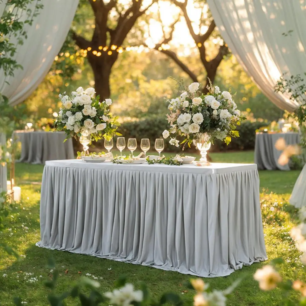 6FT Table Skirt for Rectangle Table Pleated Tablecloth Ruffle Table Cloth for Christmas Baby Shower Wedding Party Dessert Cake