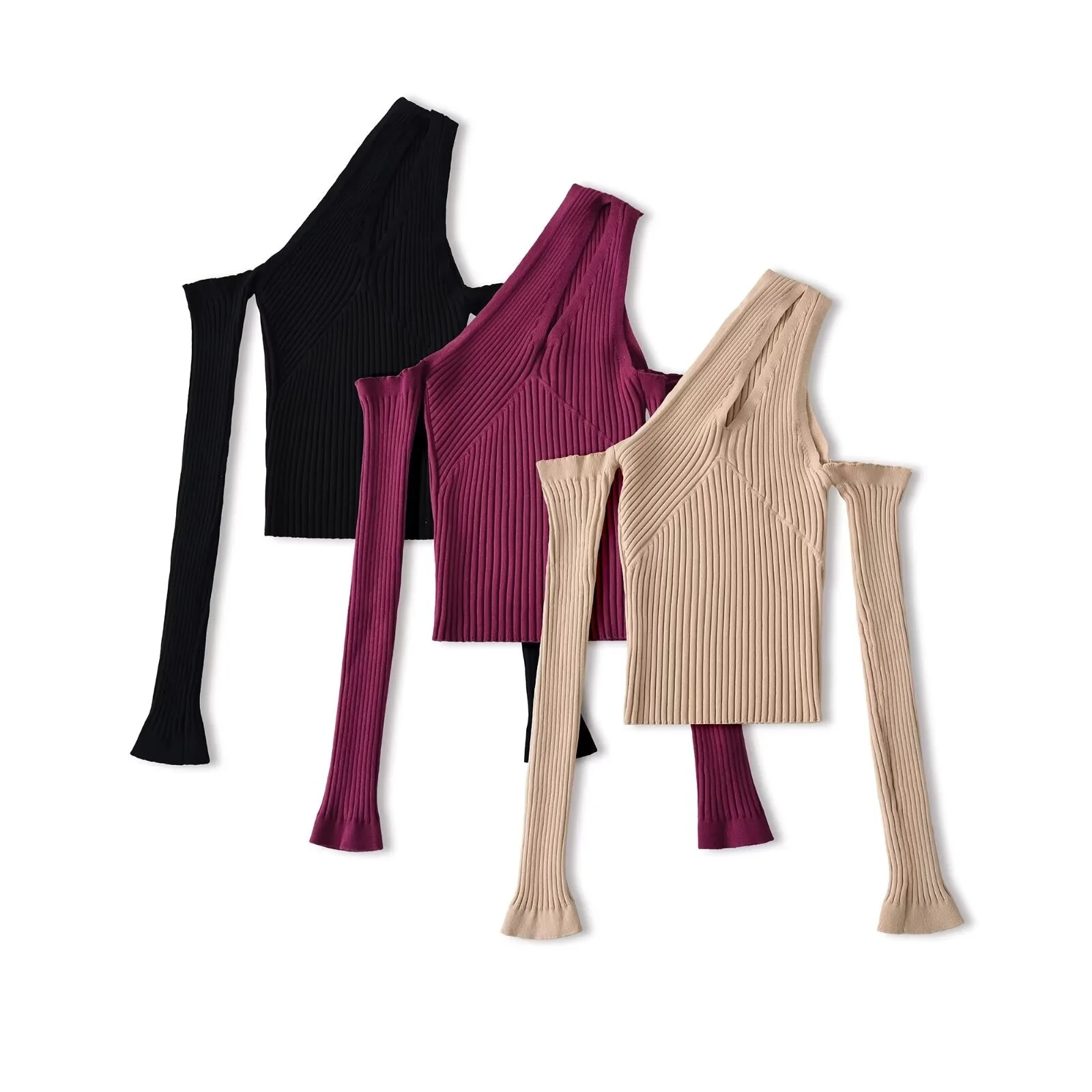 

Seductive Knit Top Crisscross Hollow Cutout Knitted Top Slim Bodycon Versatile Knitwear Blouse Long Sleeve Textured Knit Shirt