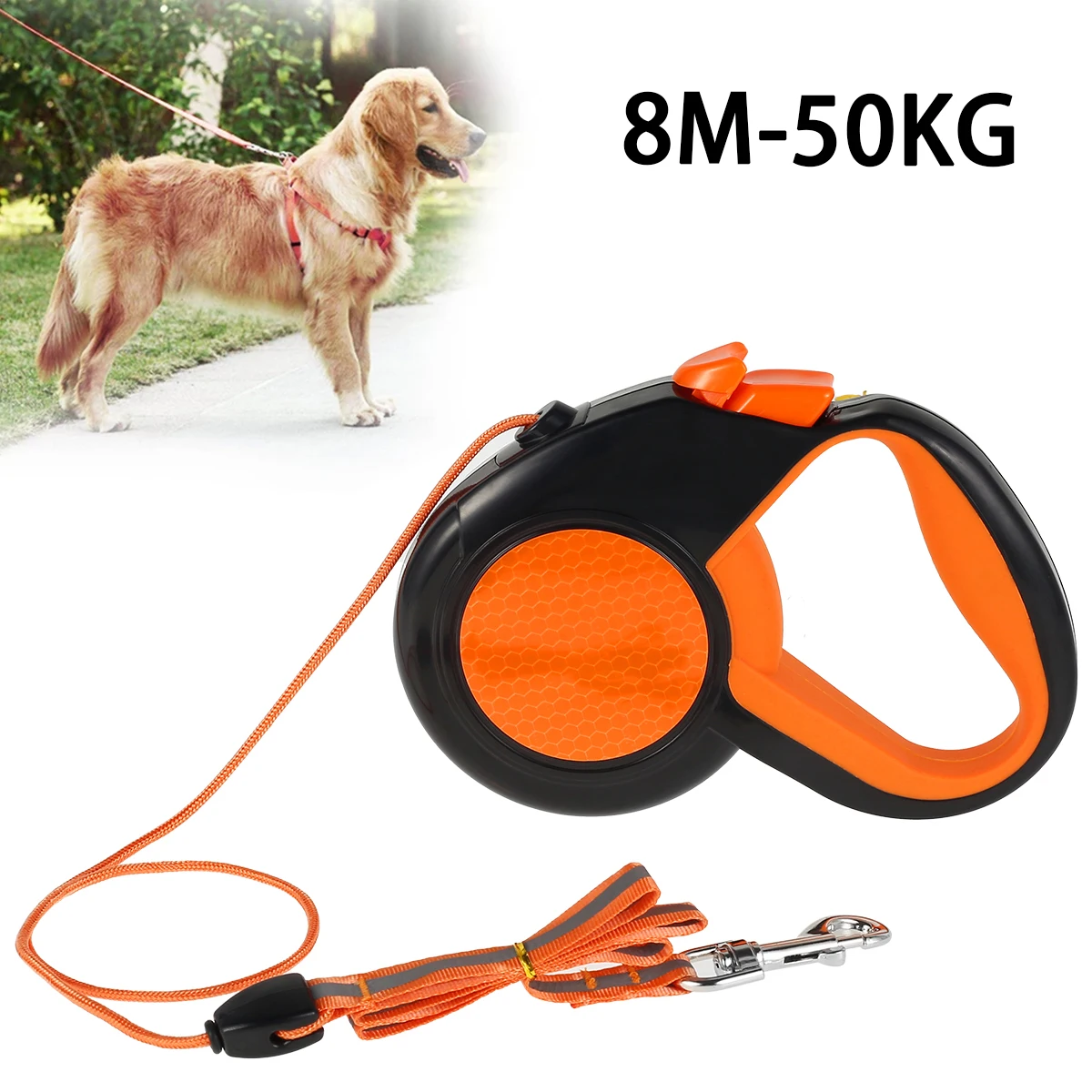 8m 50kg Dog Leash Retractable Roulette Collar for Small Big Dog Accessories Adjustable Durable Walking Hiking Bulldog Rope