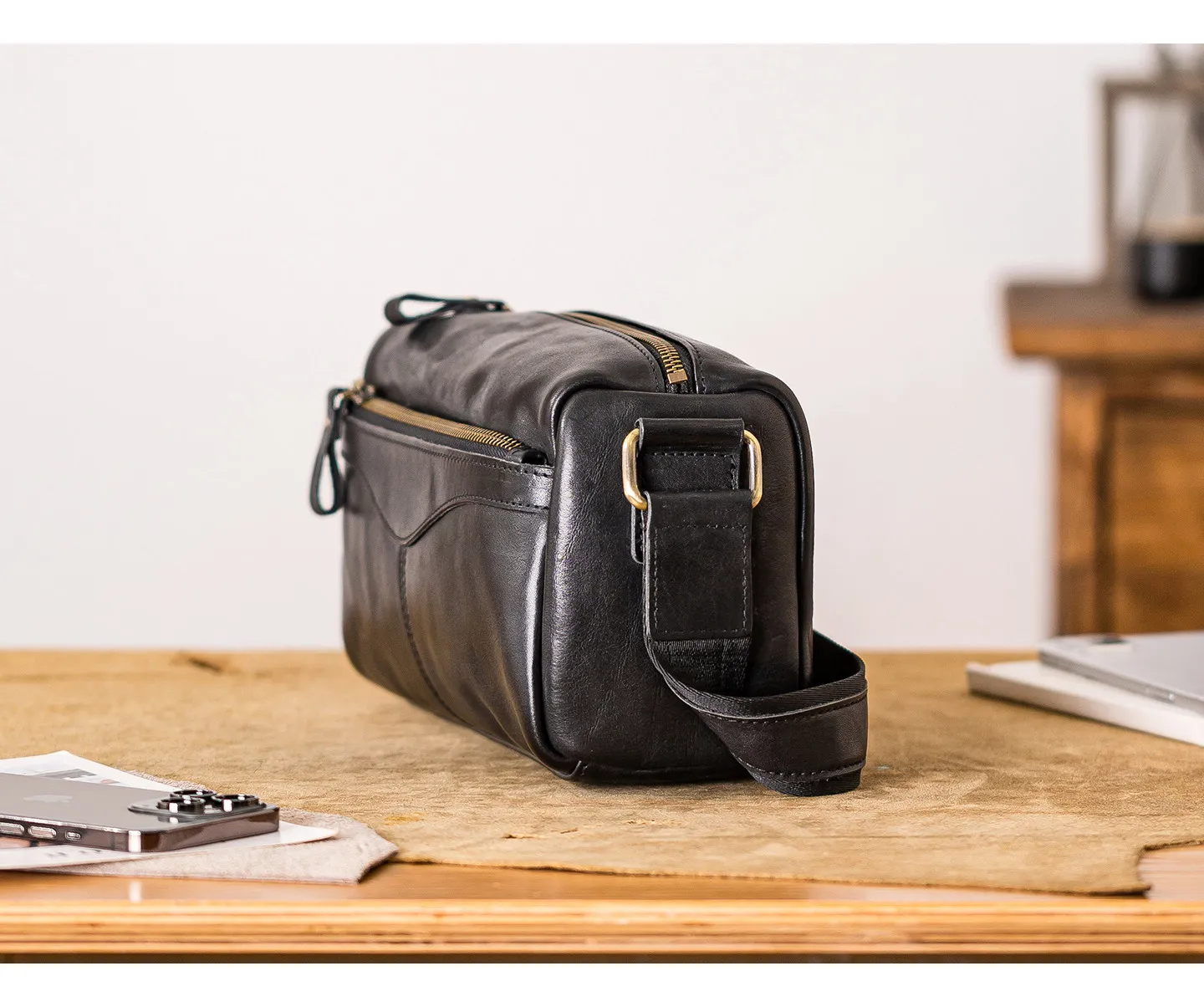 PNDME-Organizer handgefertigte Vintage-Umhängetasche aus echtem Leder für Herren, lässige Pendler-Luxus-Umhängetasche aus echtem Rindsleder. – Detail 31