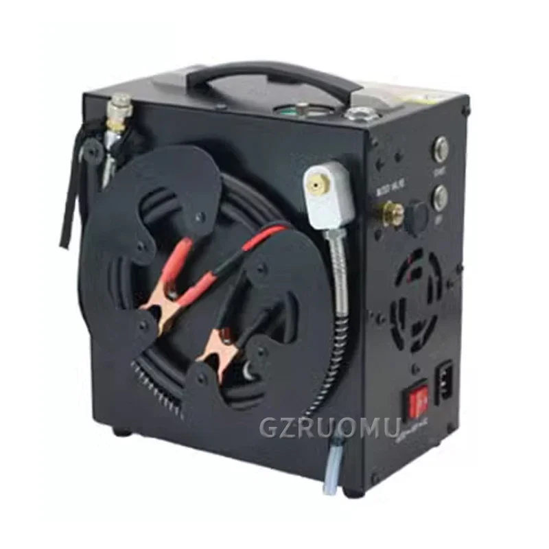 4500Psi 30MPA PCP Air Compressor with Wire Spool Built-in 12V Power Adapter & Fan Auto-stop for PCP Scuba Tank