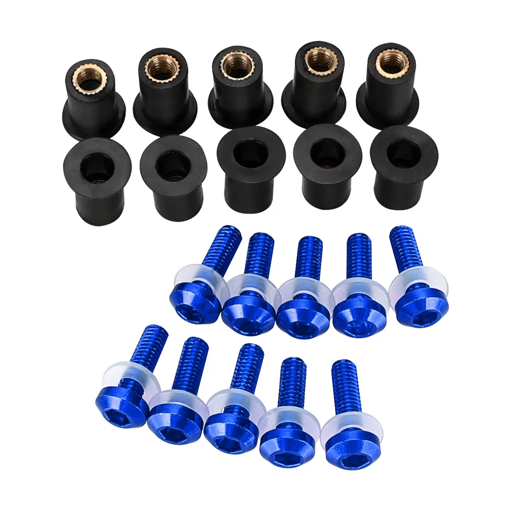 M5 Screws Rubber Nuts FOR SUZUKI SV1000 SV1000S SV650S SV650X TL1000 TL1000R TL1000S Windscreen Fairing Windshield Bolts Screws