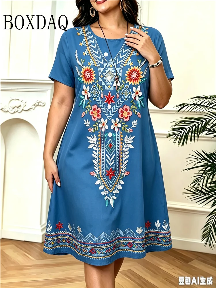 Robe décontractée ample à col  - Vintage Fashion Plus Size avis et prix