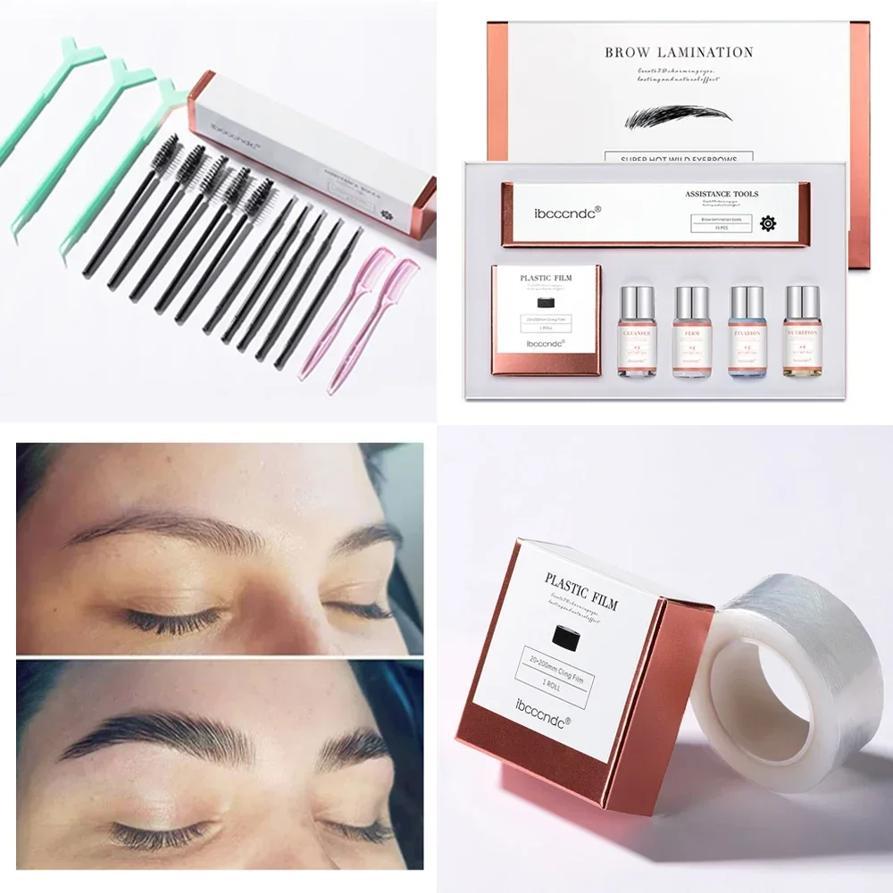 Kit de laminación de cejas Pro Brow Lift Perming con película adhesiva, loción permanente de queratina nutritiva para uso doméstico