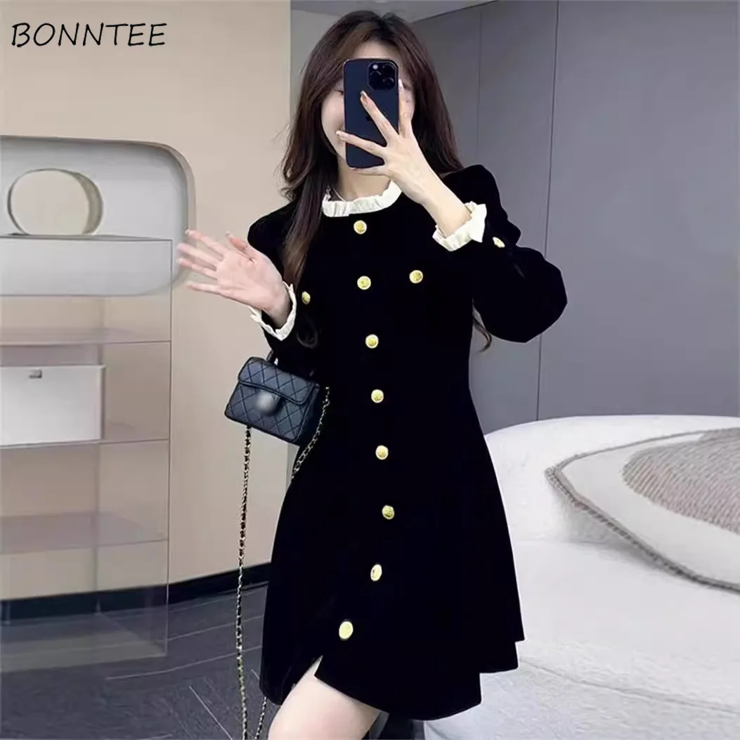 

Hepburn Dresses Women A-line Partywear Fashion Temper Princess All-match Designed Mini Dress Tender Vestidos Mujer Aesthetic Ins