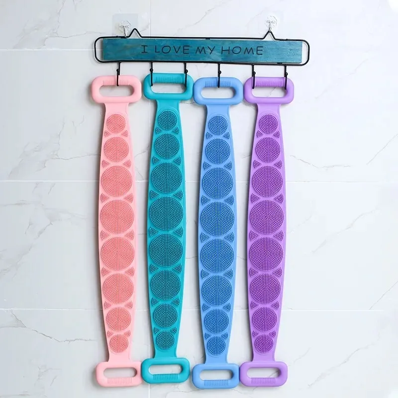 

Силиконовая губка-мочалка для тела, массажный пояс для душа, удлиненная щетка для очищения кожи, отшелушивающая мочалка для спины