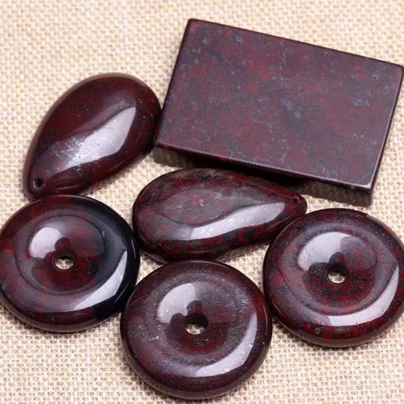 Chicken Blood Stone Safety Buckle Pendant, Red Yiding Meteorite Safety Badge Pendant, Necklace