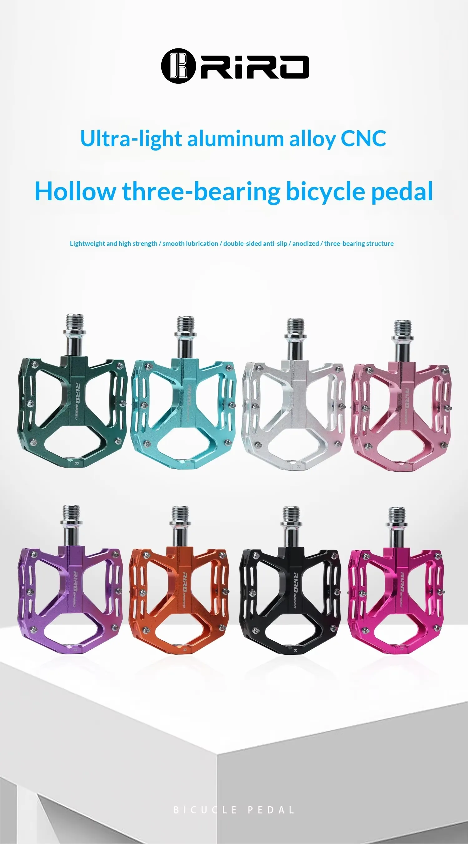 RIRO 3-Lager-Fahrradpedale aus Aluminiumlegierung, rutschfeste Mountainbike-Pedale, Fahrradpedale mit geschlossenen Lagern – Detail 3