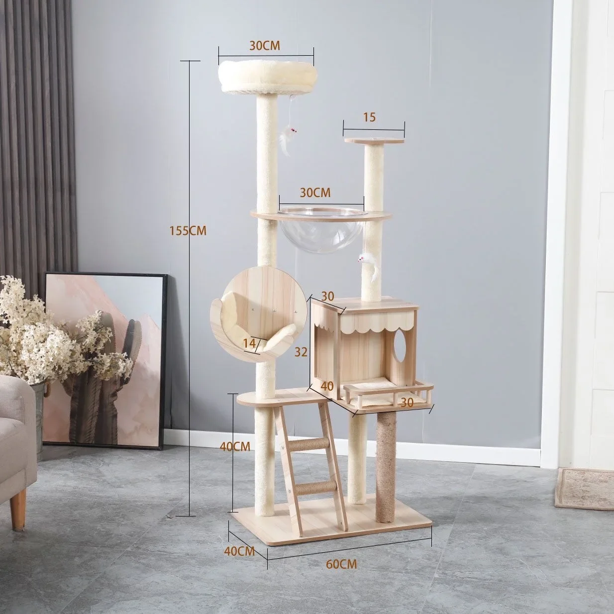 Cat climbing frame Solid wood fiberboard cat climbing frame High-rise integrated small household