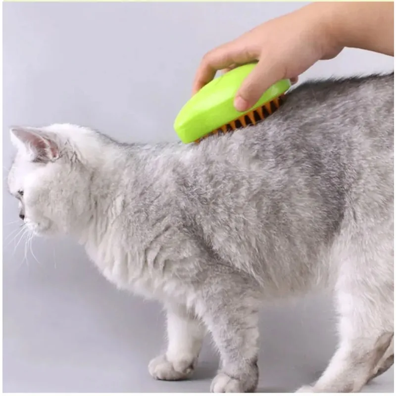 Cepillo de vapor eléctrico para gatos, peine de silicona suave con PULVERIZADOR DE AGUA, removedor de pelo, masaje de perros, bañera, SUMINISTROS DE ASEO para mascotas