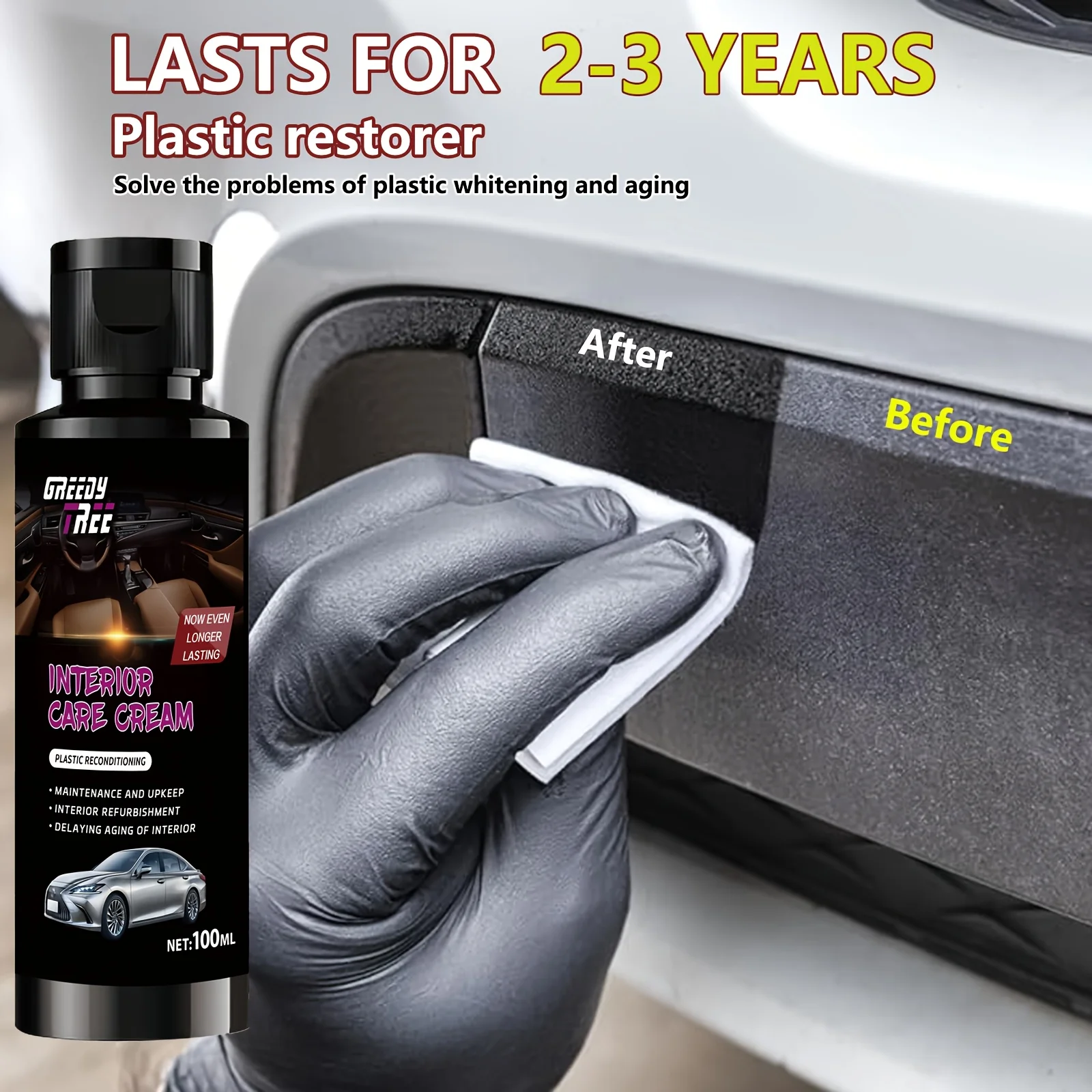 Revivebee Ultimate Plastic Restorer, Car Cleaning Supplies, Clean Car Accessories, 3.38Fl.Oz