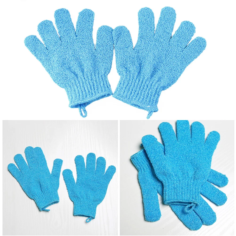 

Gloves Five Finger Bath Body Exfoliating for Shower Exfoliator Take Mitts Adult Scrubber Blue Miss